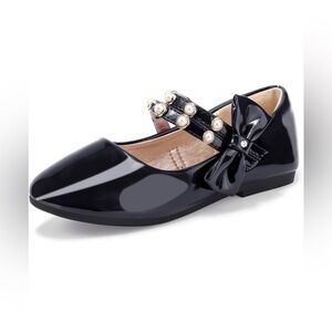 PANDANINJIA Jessica Toddler Girls Dress Shoes Ankle Strap Ballet Flats Mary Jane